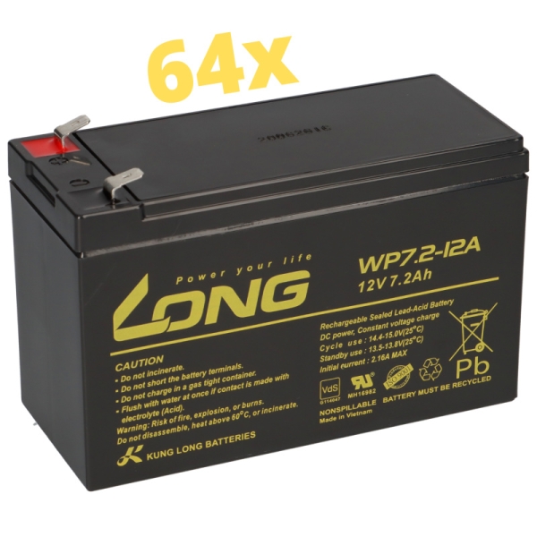Akkusatz passend zu APC Silcon DP320E, bestehend aus 64 Akkus WP7.2-12. Lieferumfang